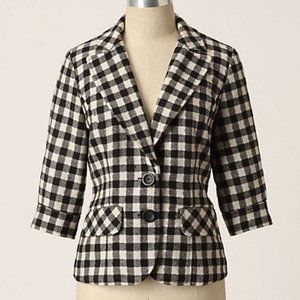 Anthropologie Burlapp checkered Wool Blazer sz 10